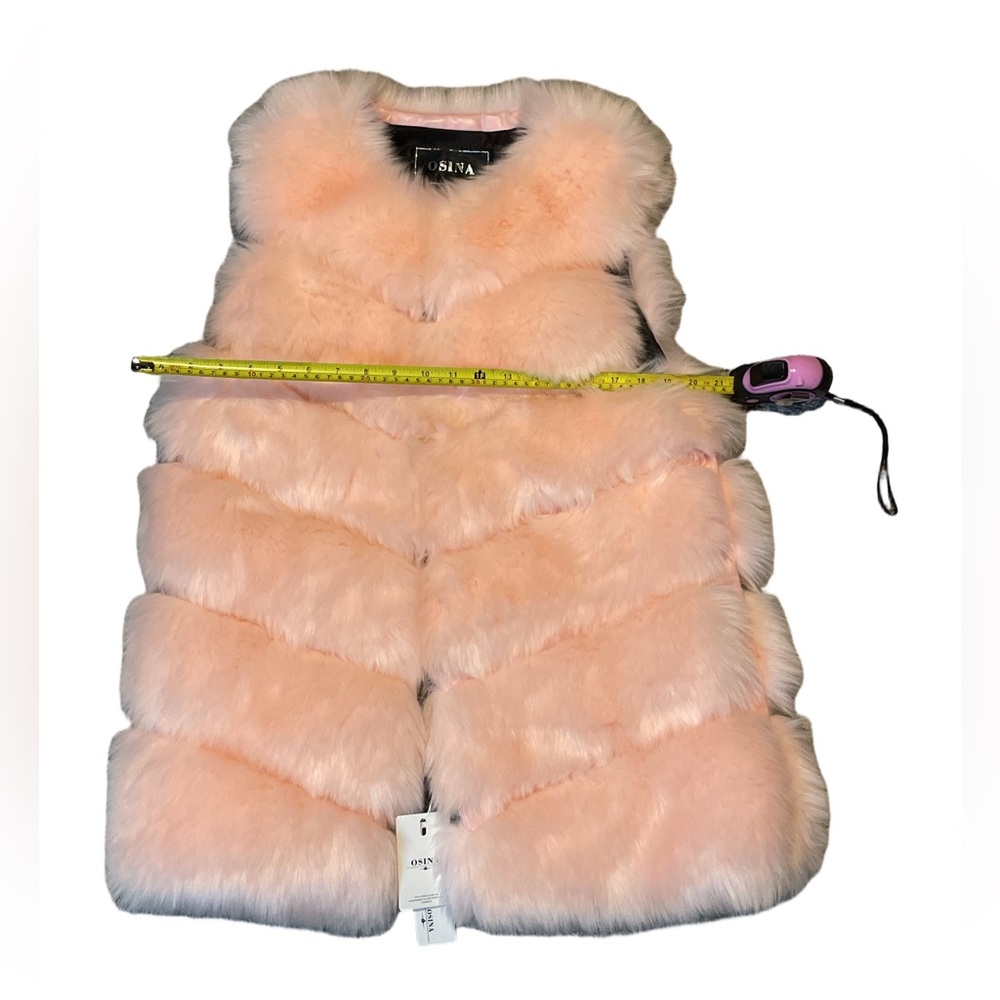 Osina NWT Pink Faux Fur Coat Vest Woman’s L/Xl - Picture 4 of 7